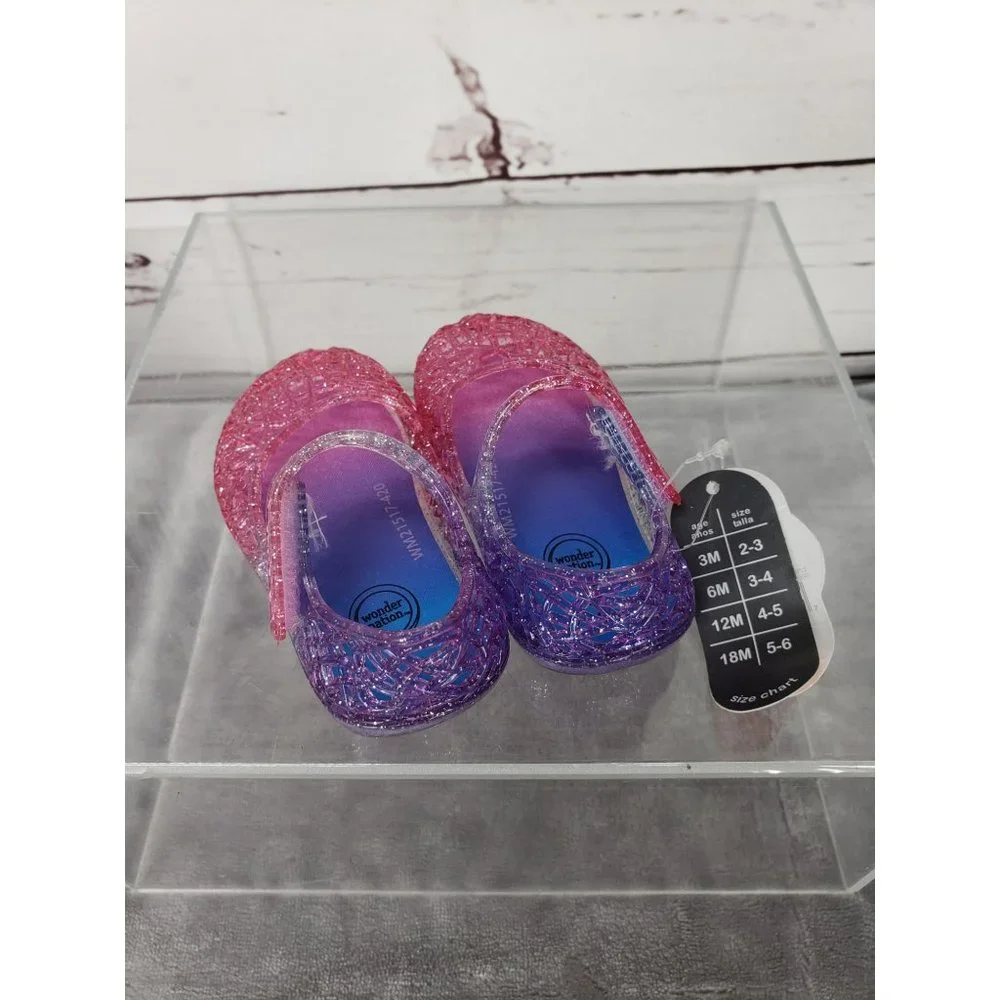 Wonder Nation size 2 Pink Blue Jelly‎ shoes glitter mary Jane